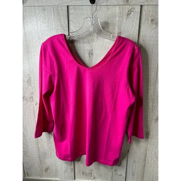 American Sweetheart V-Neck Long Sleeve Top Medium Pink Womens Shirt - Picture 1 of 7
